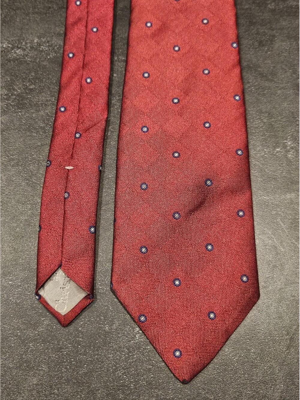 Vintage Christian Dior Silk Made In USA Necktie Red Geometric